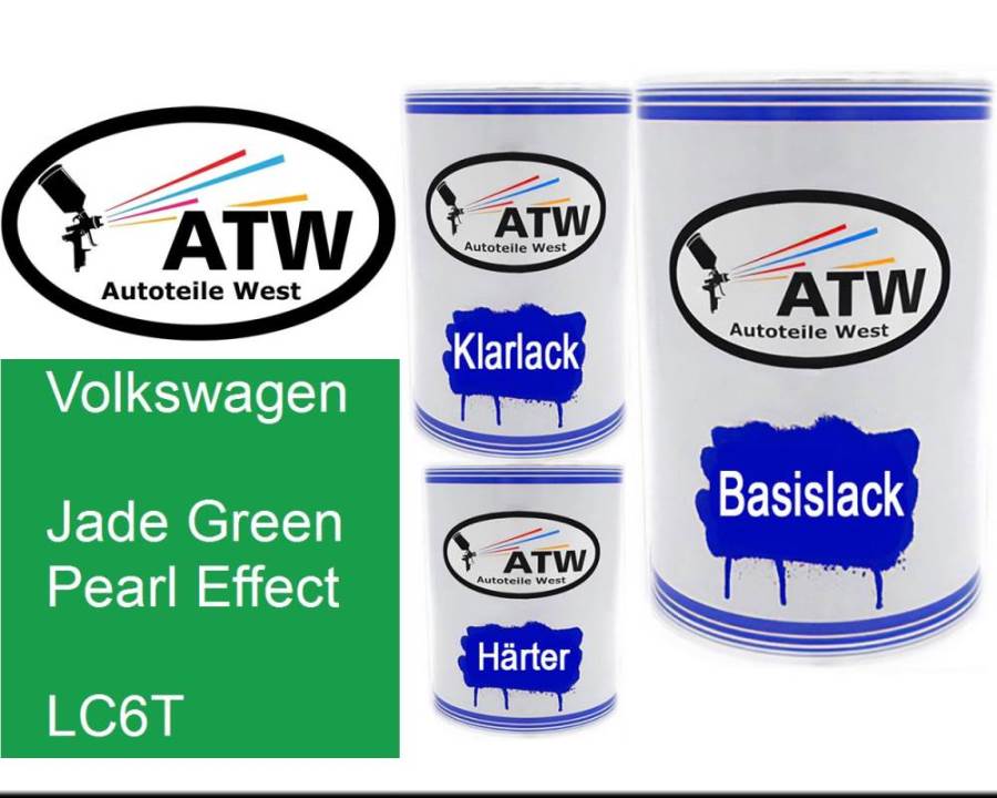 Volkswagen, Jade Green Pearl Effect, LC6T: 500ml Lackdose + 500ml Klarlack + 250ml Härter - Set, von ATW Autoteile West.